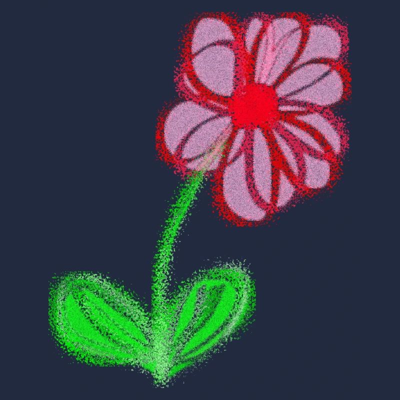 Rotes Blümchen handgemalt abstrakt Blume Pixel