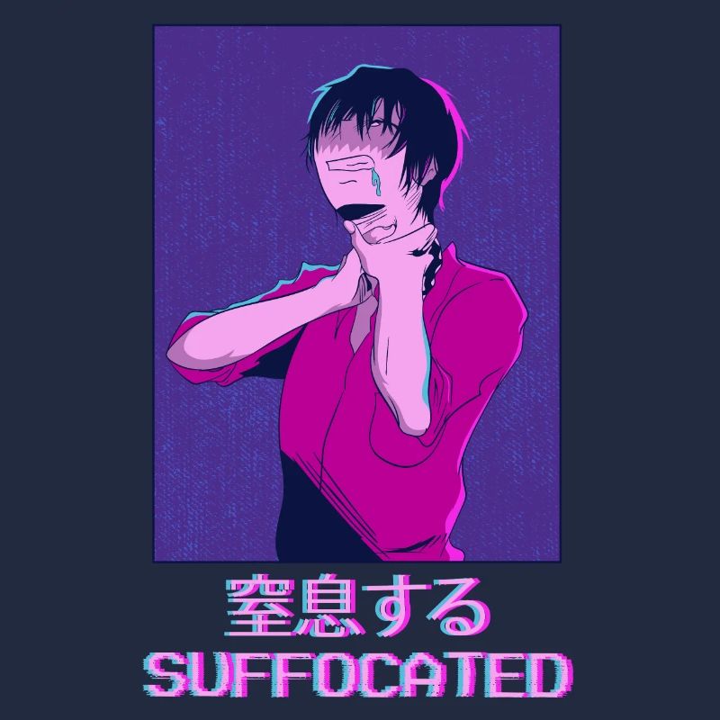 Emo Anime Junge Vaporwave Ästhetisch Ersticktes Ge