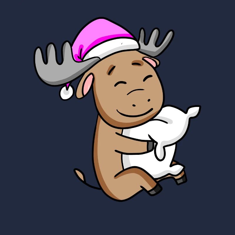 sweet moose with pillow and sleeping cap