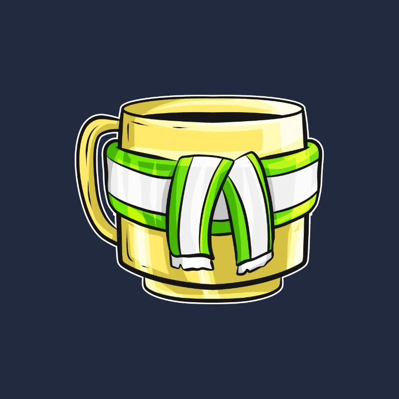 Gobelet d'automne avec écharpe à rayures blanches vertes pour