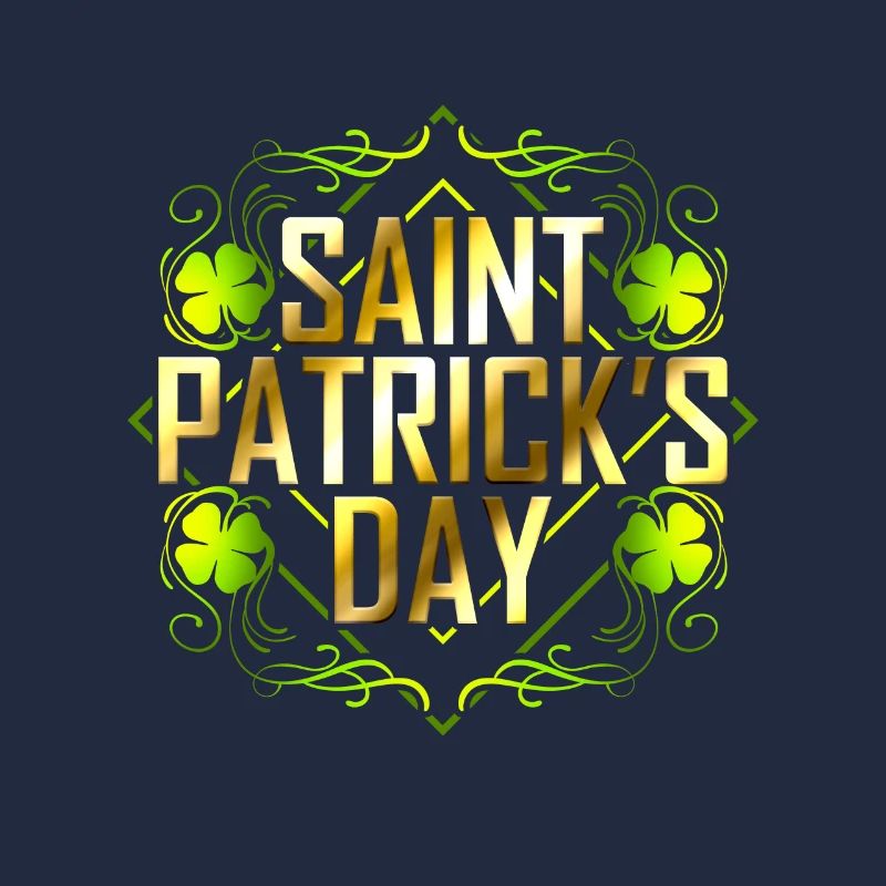 Trèfle vert et Saint-Patrick lettré d’or