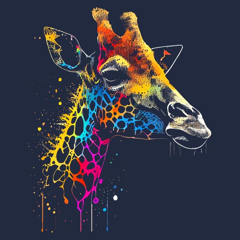 Illustration colorée Giraffe Graffiti Airbrush
