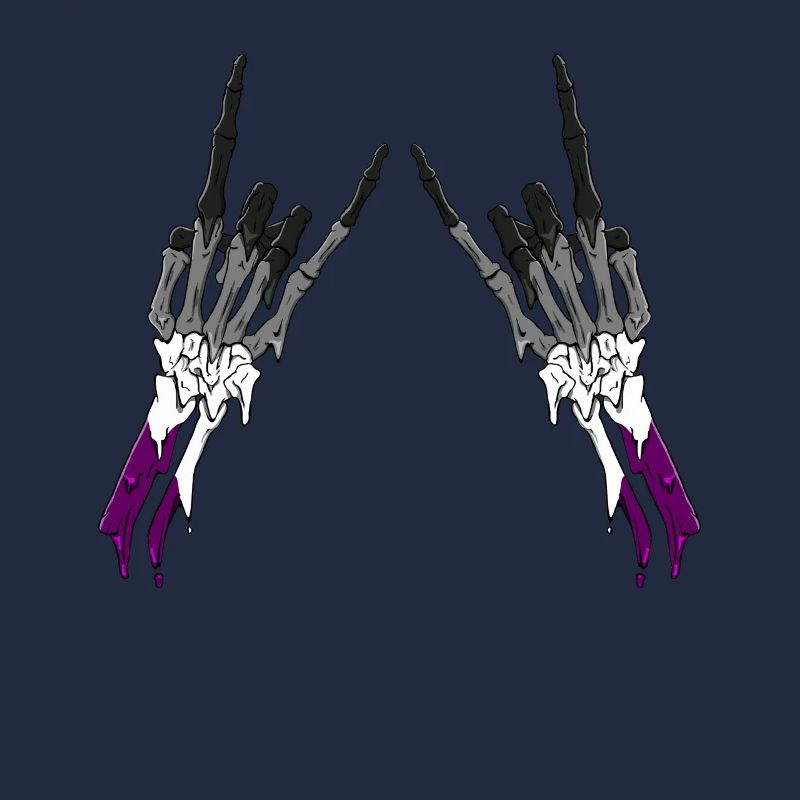 Asexual Pride Ace Flag Devil Horn Skeleton Subtle