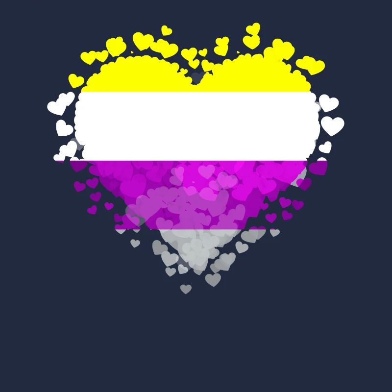 Non Binary Pride Flag Hearts Sublte LGBTQ