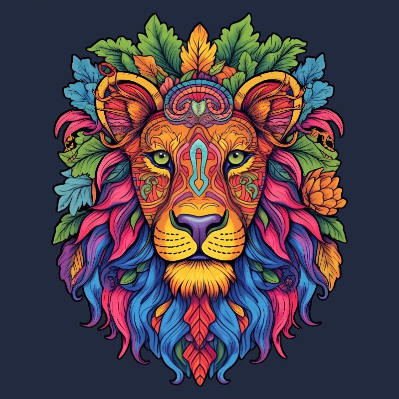 Regenbogen Löwe Mandala
