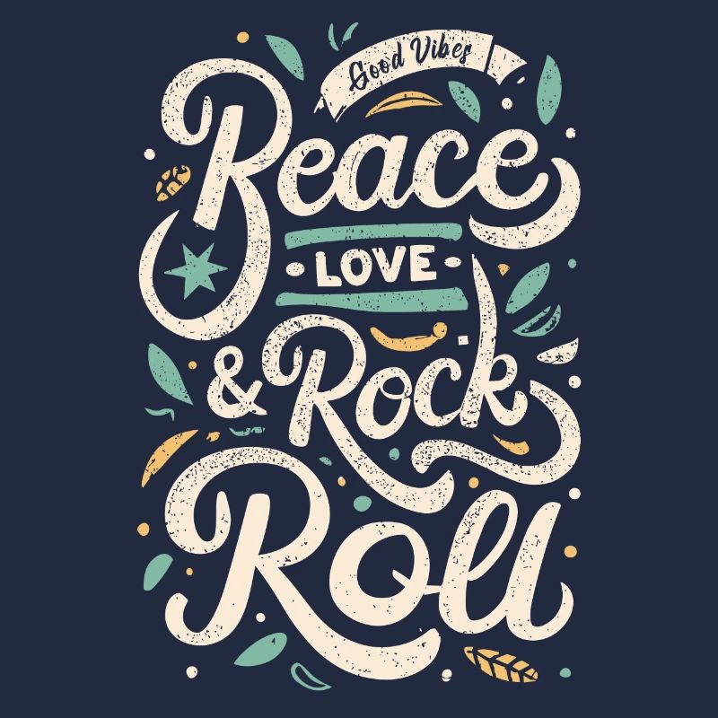 Peace Love Rock And Roll Déclaration Devise