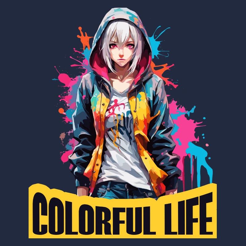 Anime Mädchen mit Farbflecken