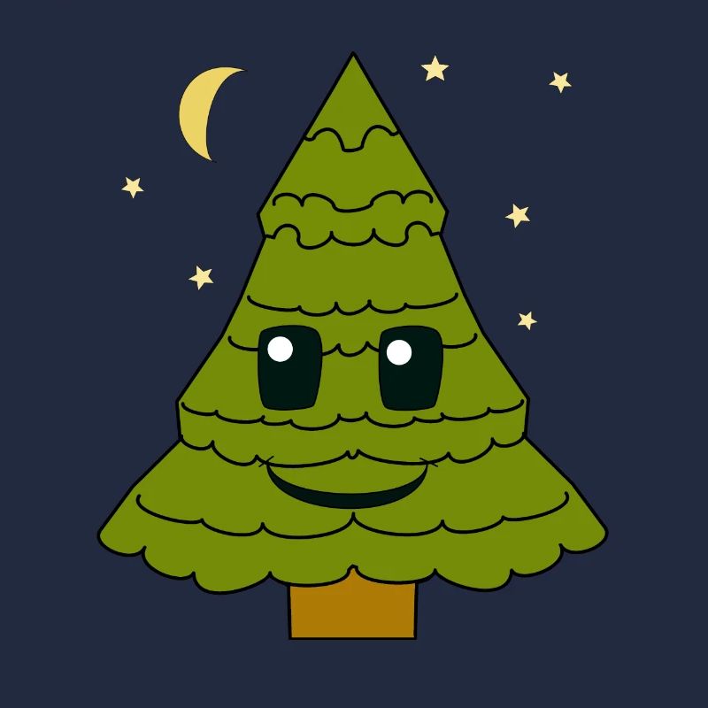fir tree, fir tree, starry sky, moon, night, forest