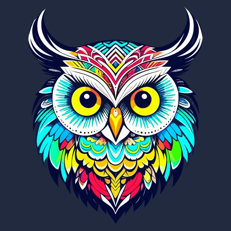 Tête colorée d’un tatouage de hibou mignon