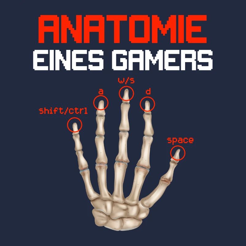 Anatomie eines Gamers Knochenhand Zocker Gaming