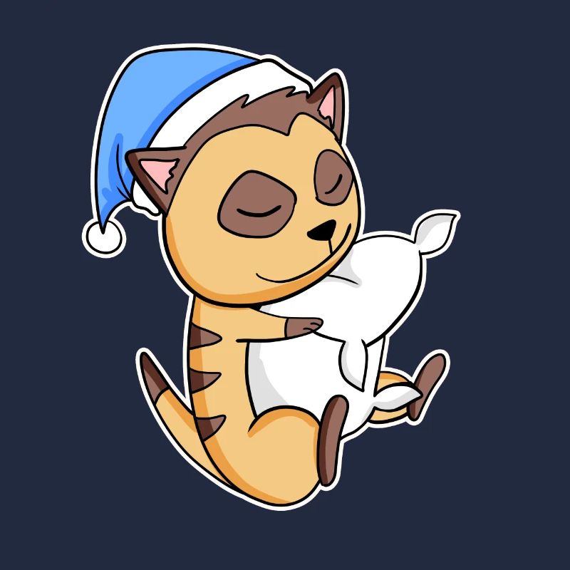Meerkat with pillow and sleepy cap