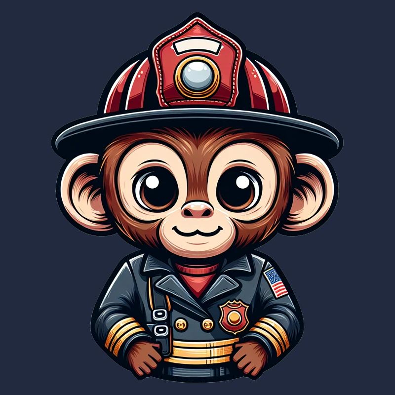 Cute Monkey Firefighter