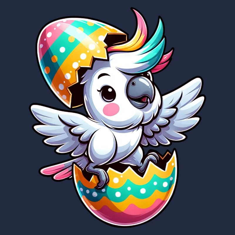 Easter Cockatoo in Eggshell, Clumsy Bird