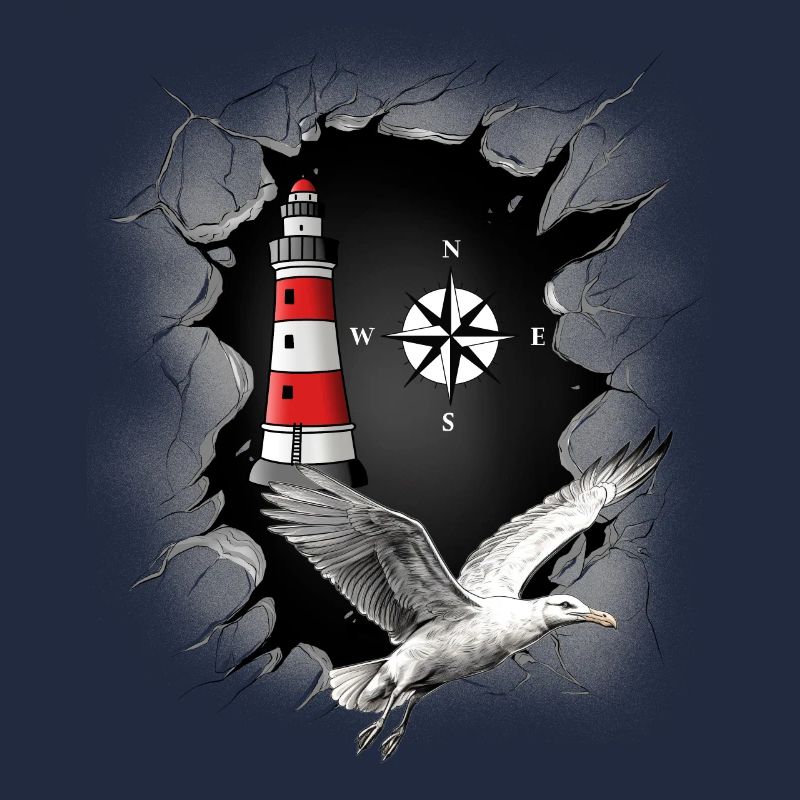 Seagull Lighthouse Compass Maritime