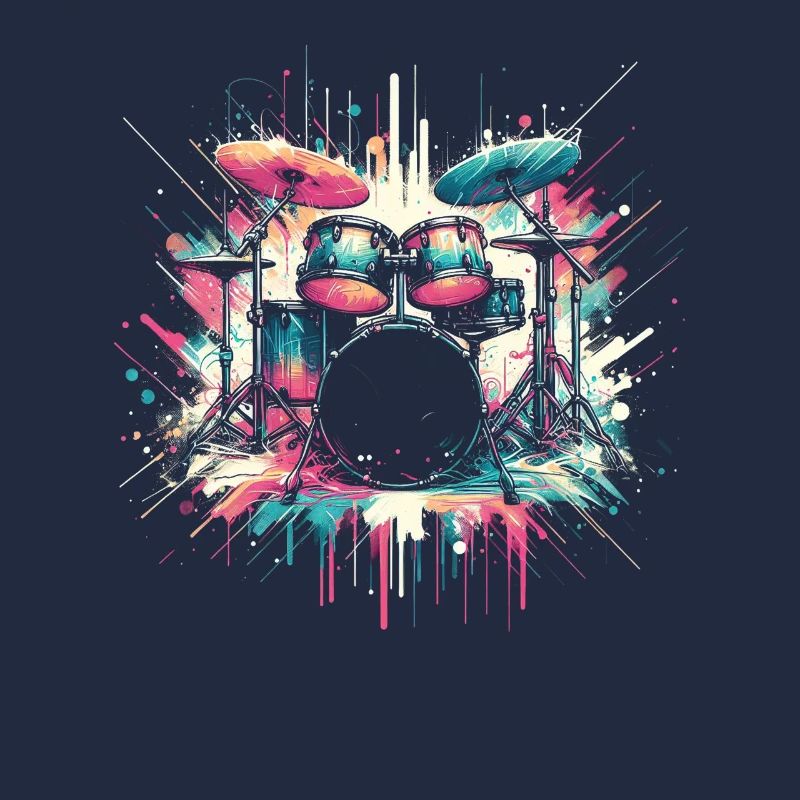 Colorful Abstract Drum Set Drummer Drumming