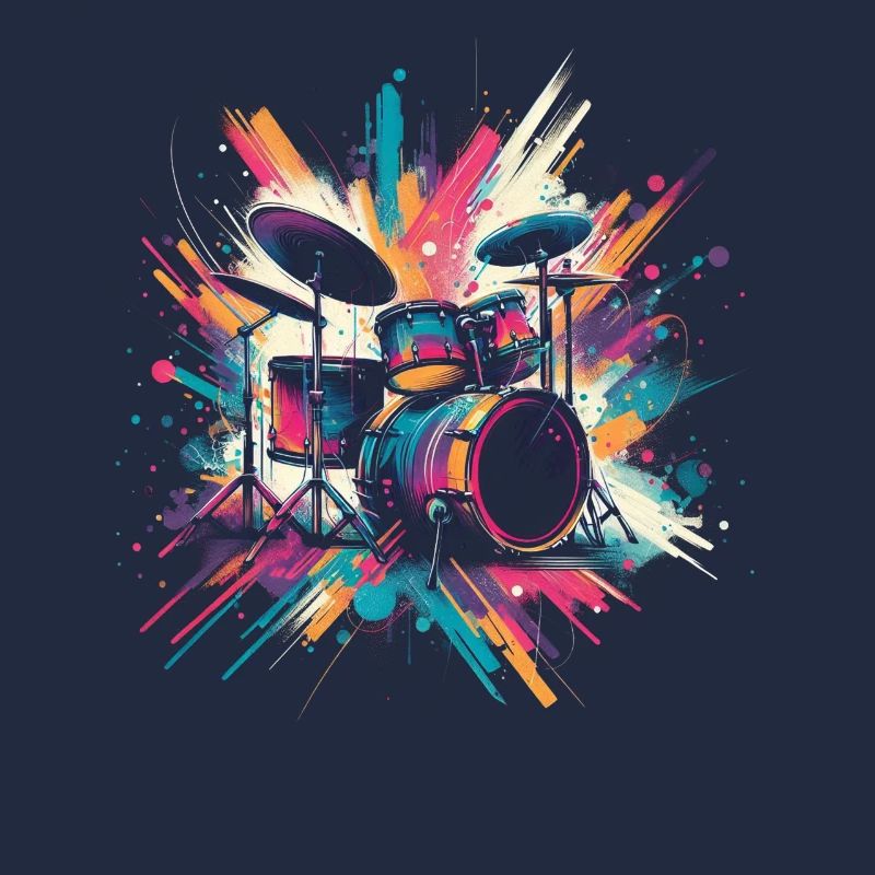Colorful Abstract Drum Set Drummer Drumming