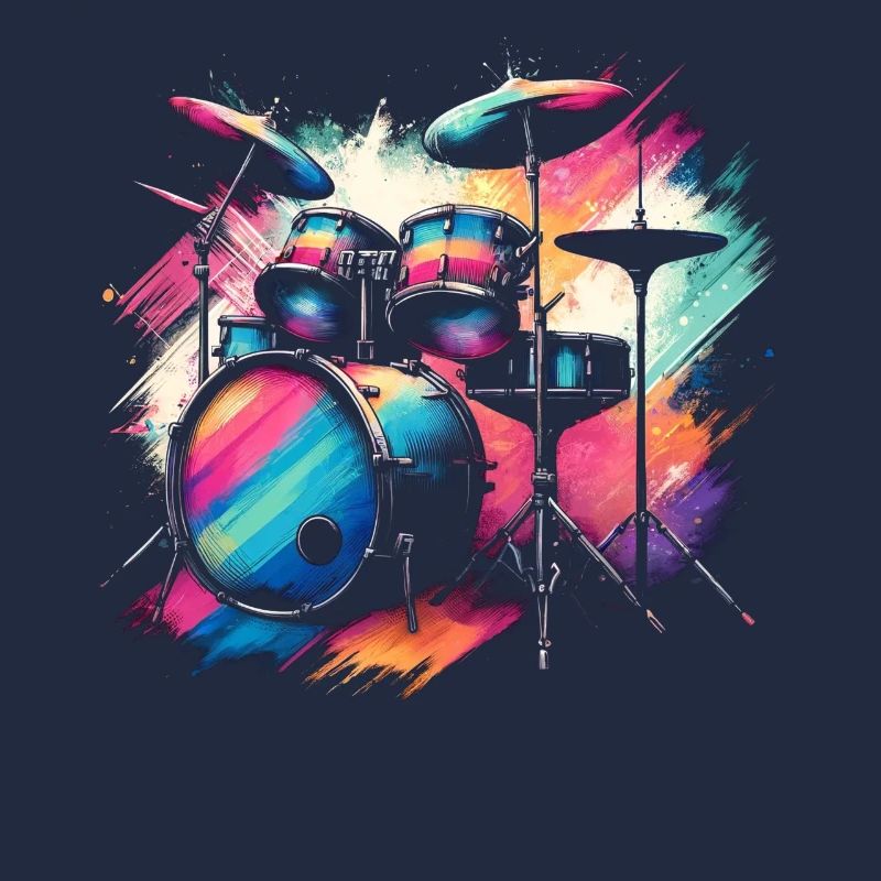 Colorful Abstract Drum Set Drummer Drumming