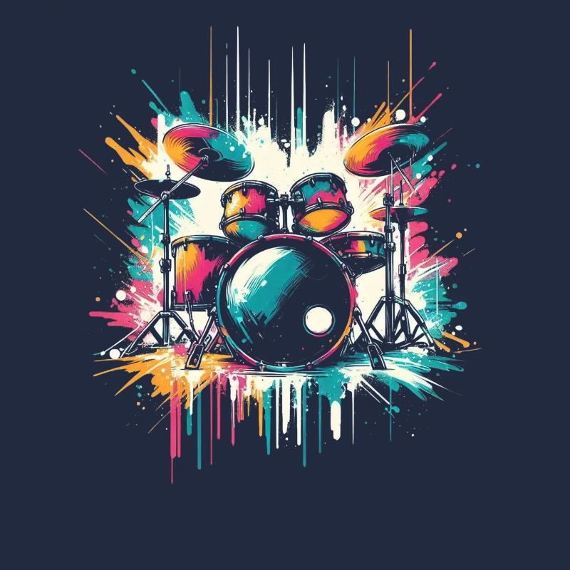 Colorful Abstract Drum Set Drummer Drumming