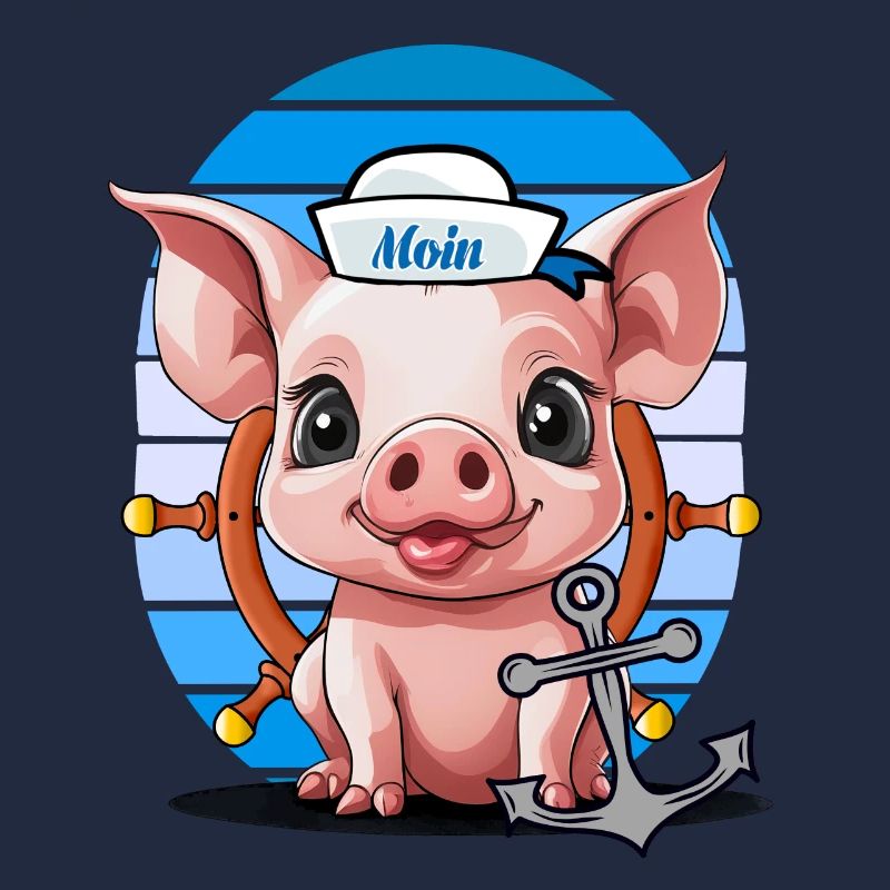 Schwein Matrose Steuermann Anker Maritim