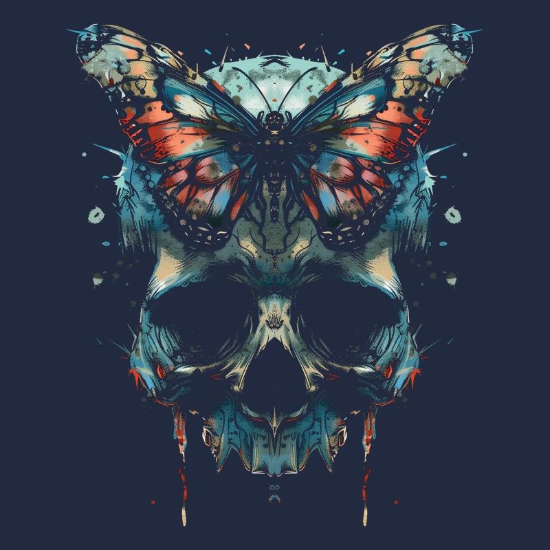 Weirdcore Ästhetik Schädel Schmetterling Strangeco