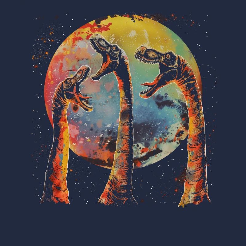 Brachiosaurus Dinosaur Howling Moon