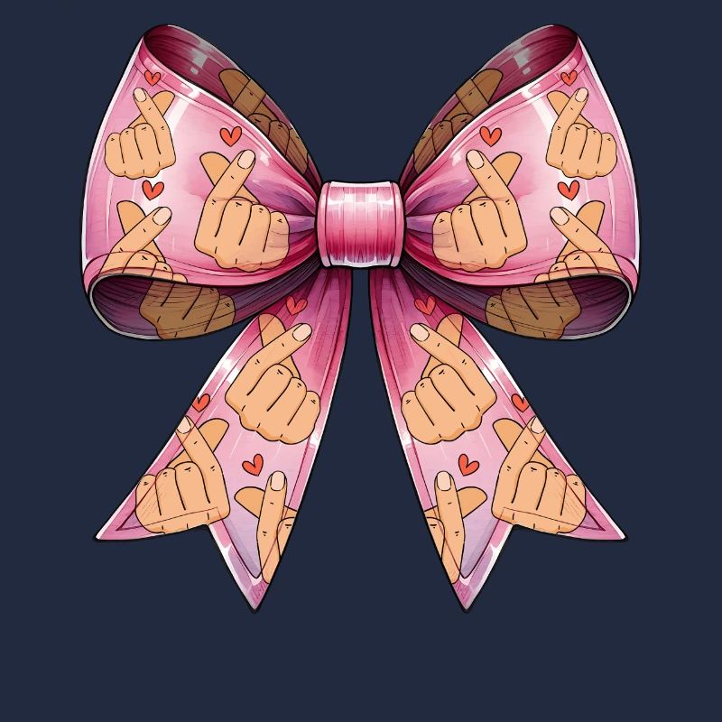 Coquette Bogen Saranghae Kpop Finger Herz Rosa