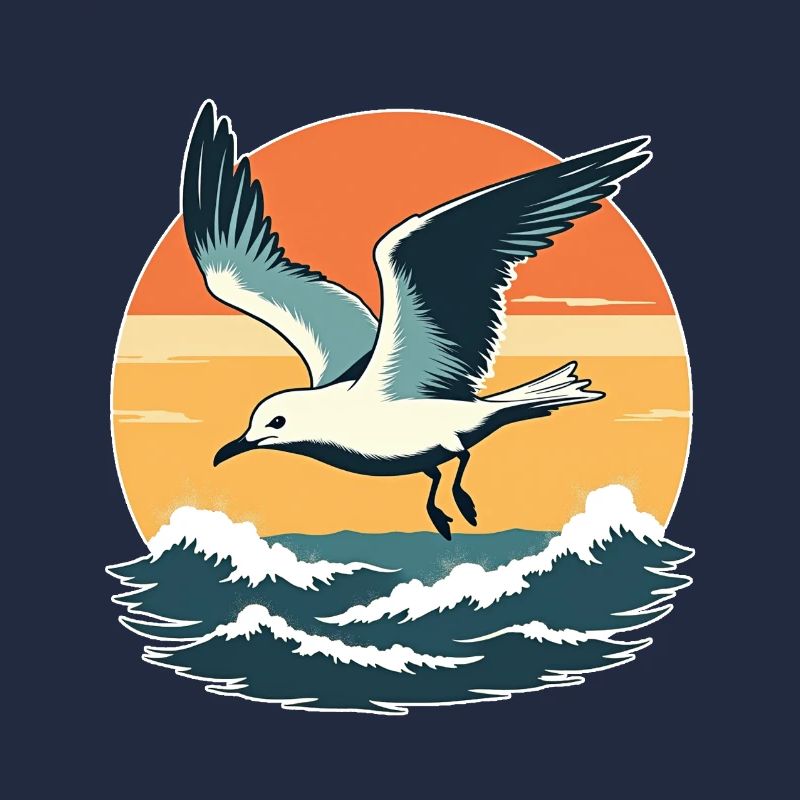 Mouette au coucher du soleil