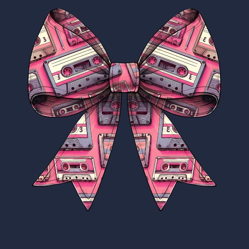 Coquette Bow Cassette Band Pattern 80s Retro