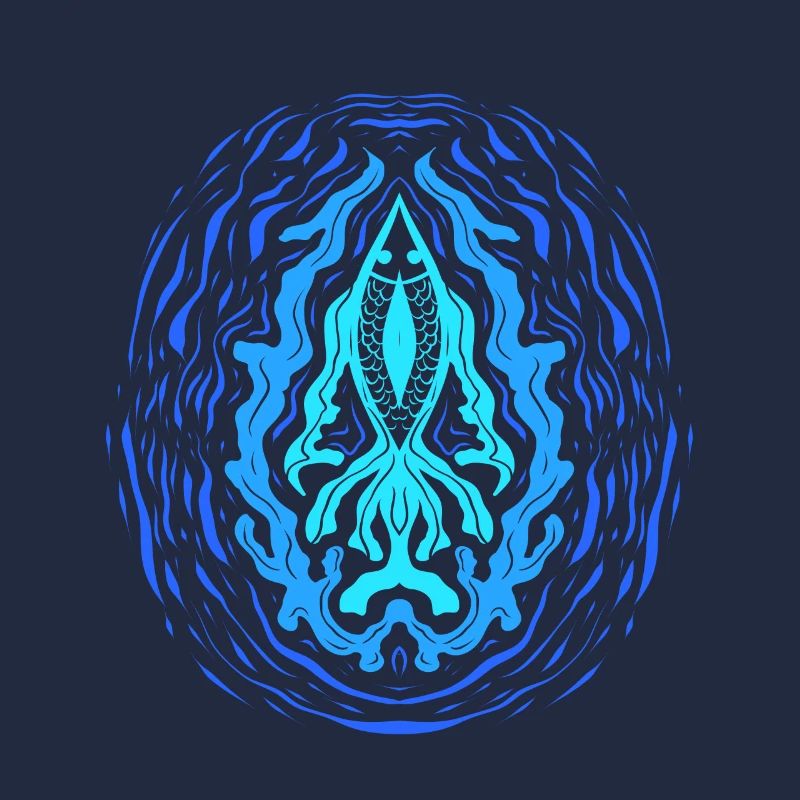 "AQUA" ~ Psychedelic Fish Pattern