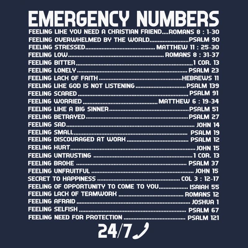Bible Numéros d’urgence d’urgence Foi