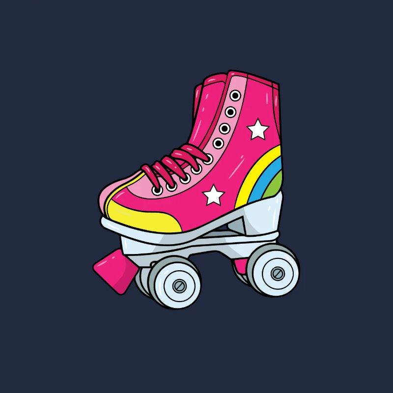 Rollschuhe - Pinker Rollschuh mit Regenbogen