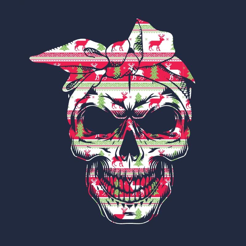 Crâne de noël avec bandana pull moche