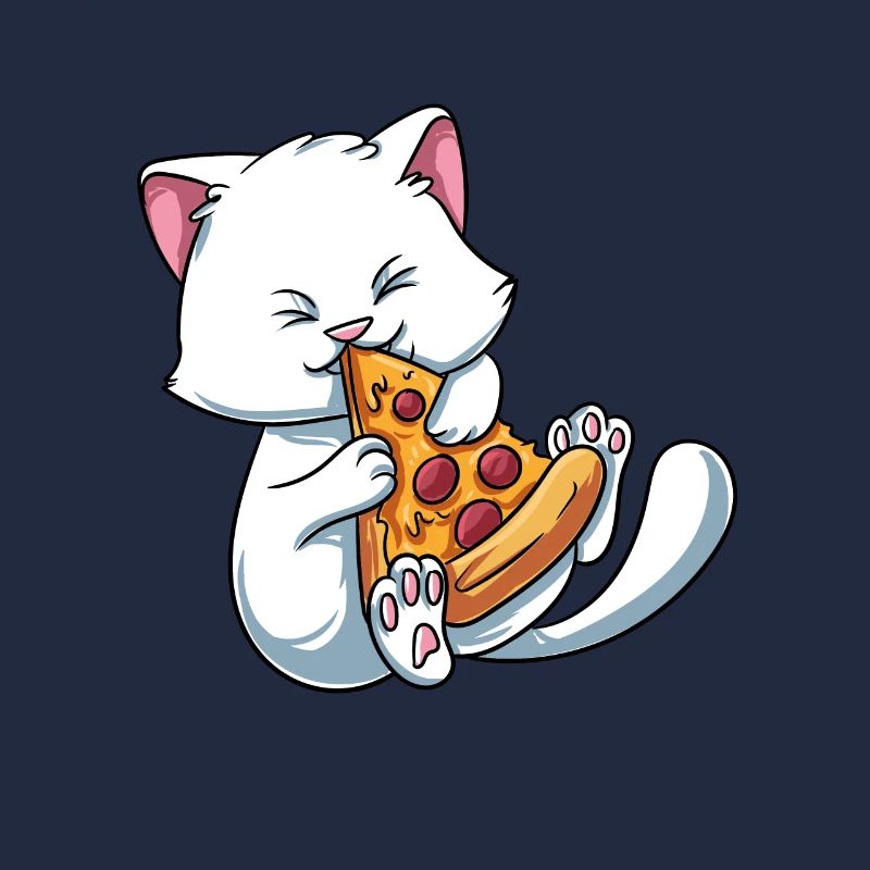 Kätzchen Katze isst Pizza