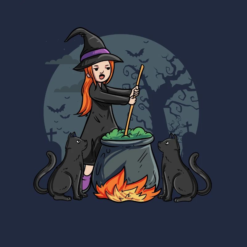 Sorcière avec bouilloire