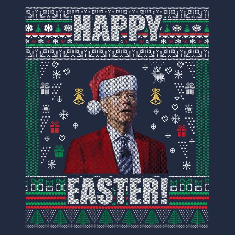 Drôle Biden Pull de Noël moche Joyeuses Pâques