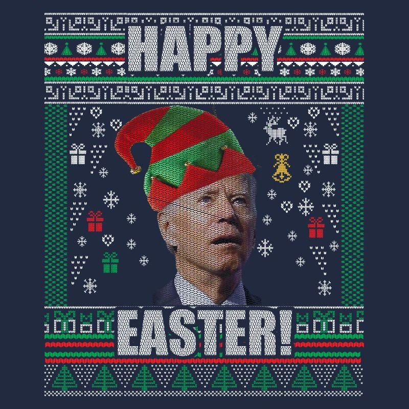 Drôle Biden Pull de Noël moche Joyeuses Pâques