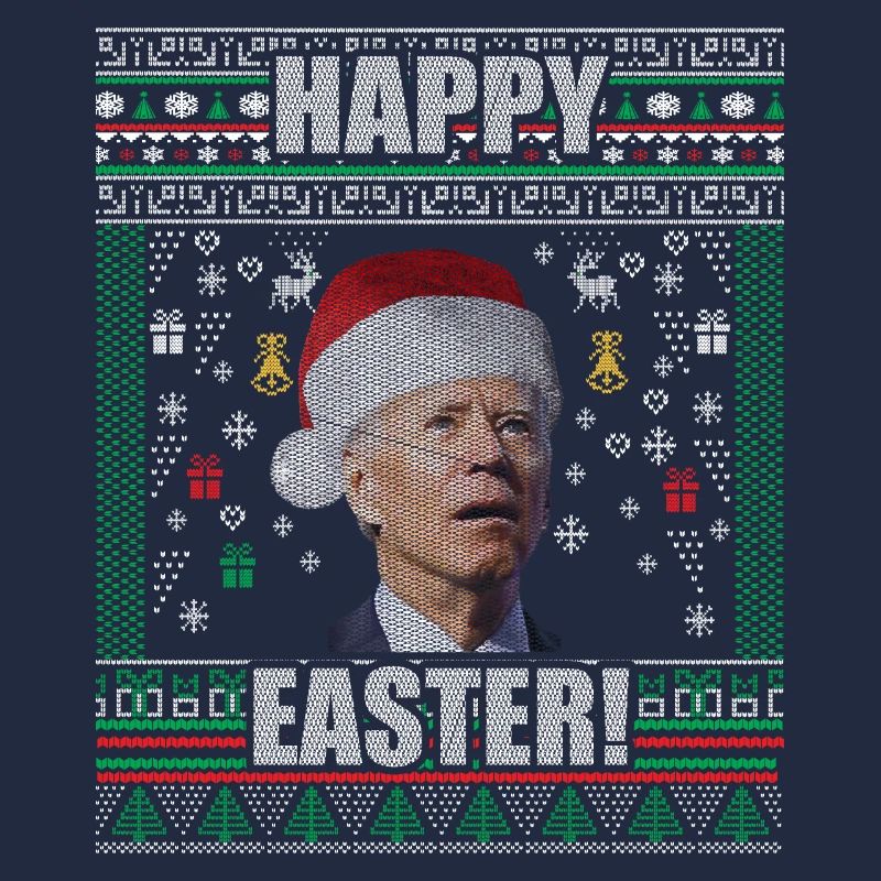 Drôle Biden Pull de Noël moche Joyeuses Pâques