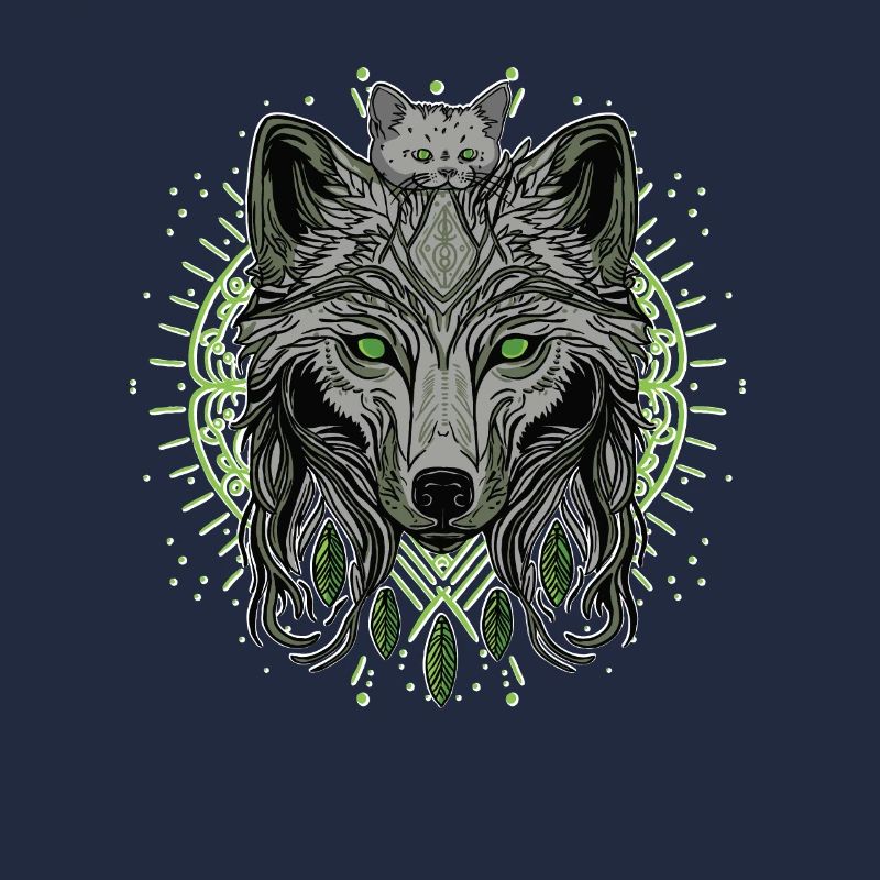 Wolf Wolf and a Cat