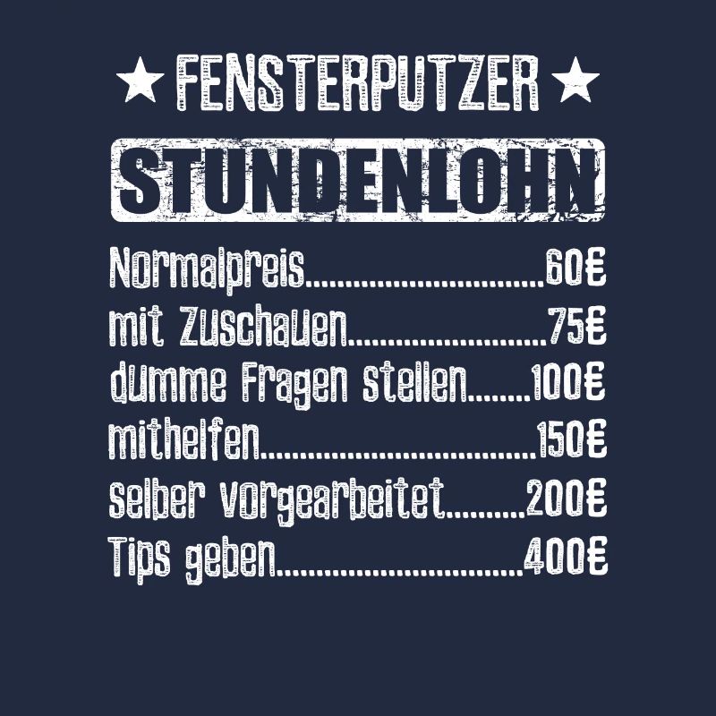 Stundenlohn Fensterputzer Beruf - Spruch