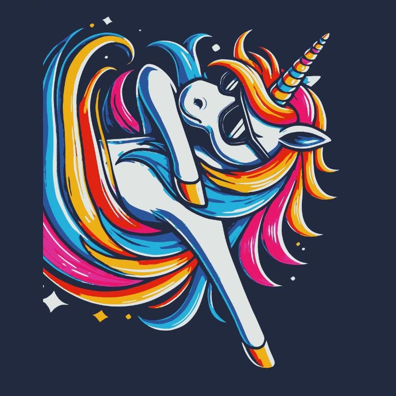 Regenbogen Einhorn mit Sonnenbrille Comic Kunst