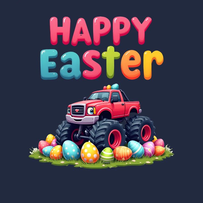 Boys Happy Easter Monster Truck Easter Eggs