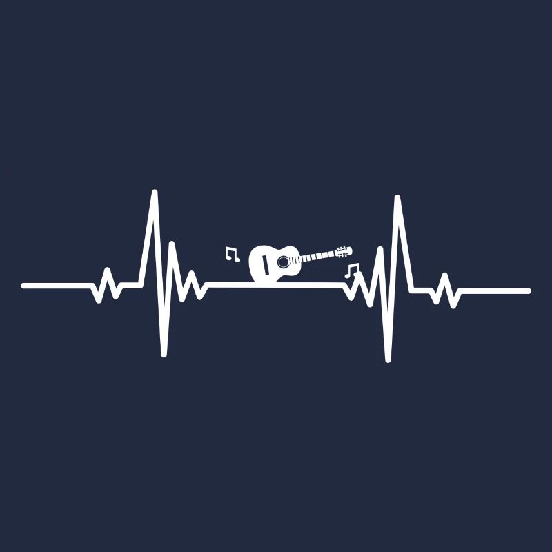 Heartbeat guitar and musical note
