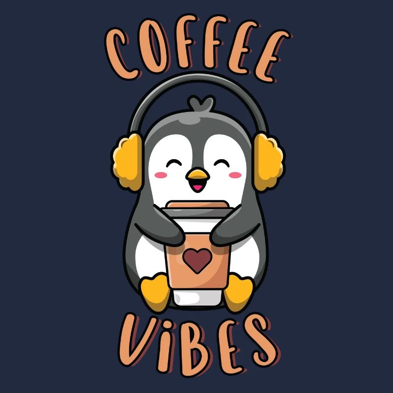 Coffee Vibes Lustiger süßer Pinguin mit Kaffee