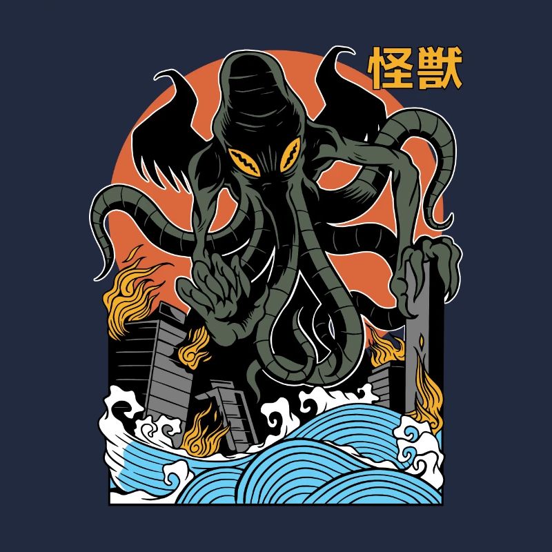 Coucher de soleil géant Cthulhu japonais