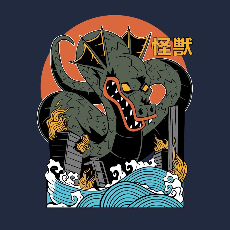 Dragon Géant Coucher de Soleil Japonais