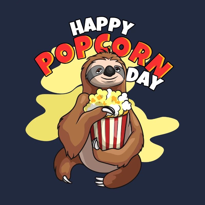 Happy Popcorn Day Sloth Popcorn