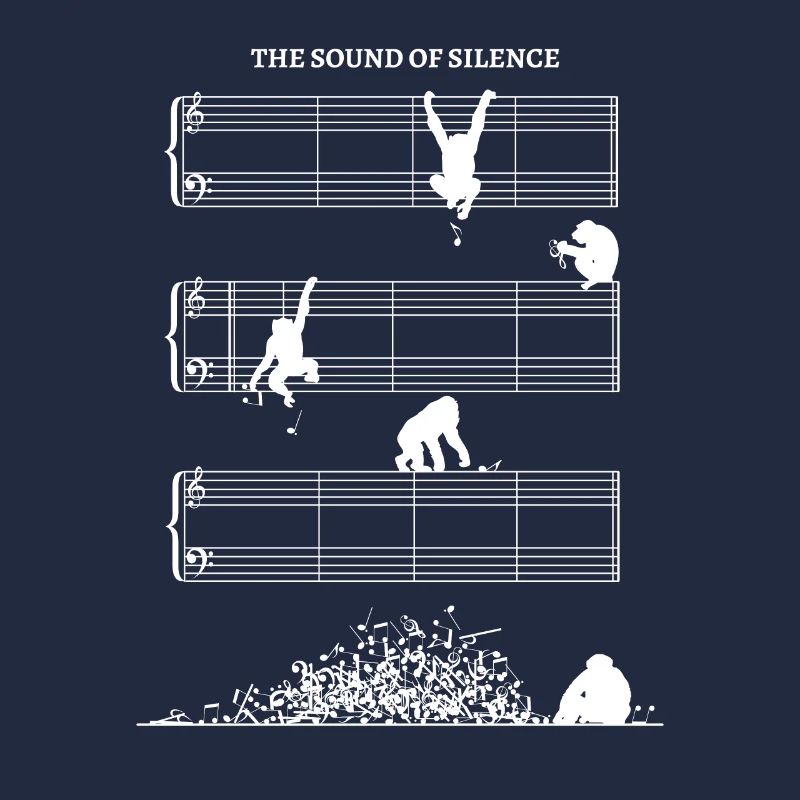 Partition de musique Silence sans notes avec des chimpanzés