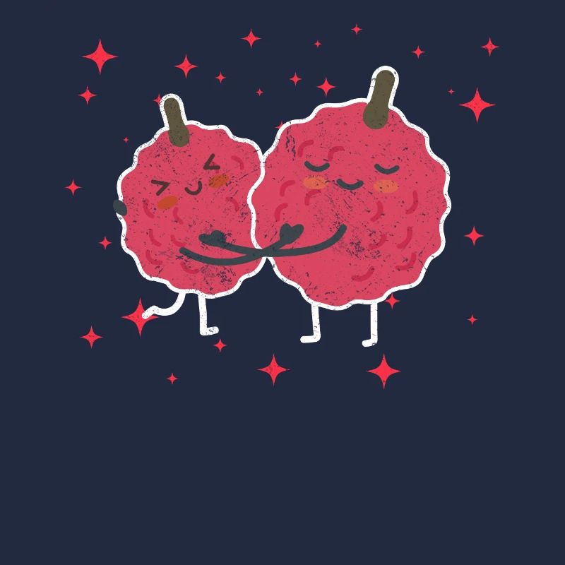 Cute Lychee Couple Hugging Lychee Fruit Lovers