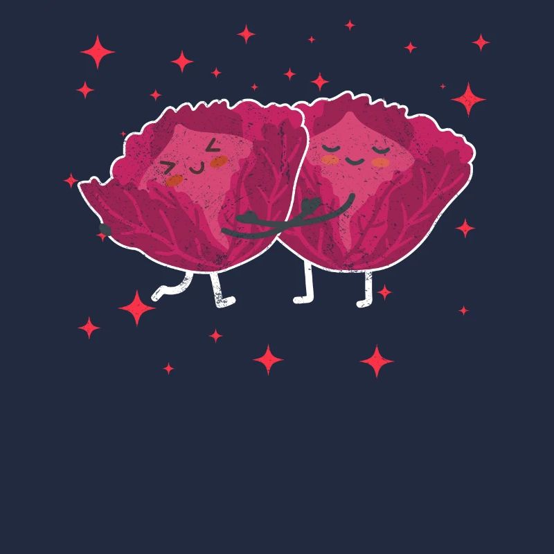 Cute Red Cabbage Couple Hugging Red Cabbage Lovers