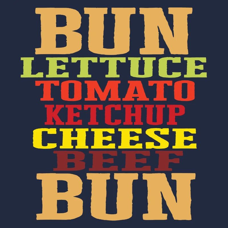 Burger Ingredients Typography Cheeseburger Construction